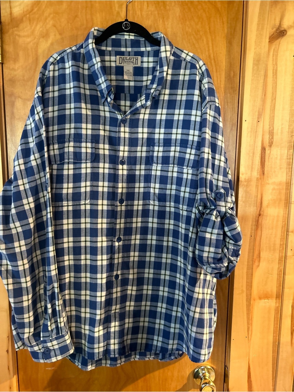 Duluth Trading Co. Men’s 3XL Blue & White Plaid Button Down Shirt